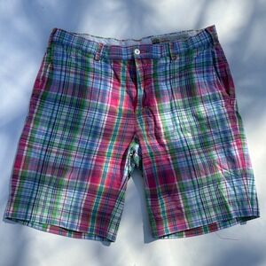 Polo Ralph Lauren Mens 33 Pink Blue Plaid India Madras Classic Fit Shorts